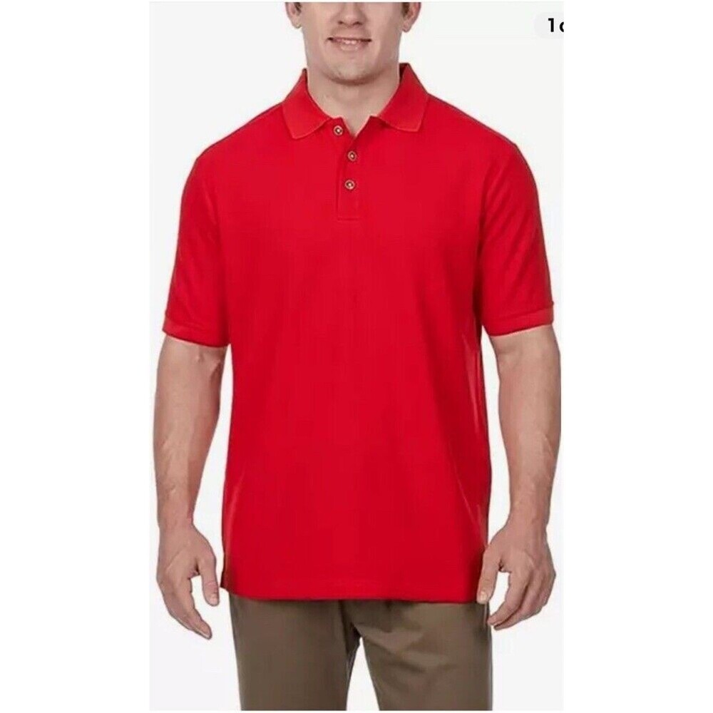 Kirkland Signature Men’s Red Pique Polo Shirt XXL Cotton Blend Short Sleeve